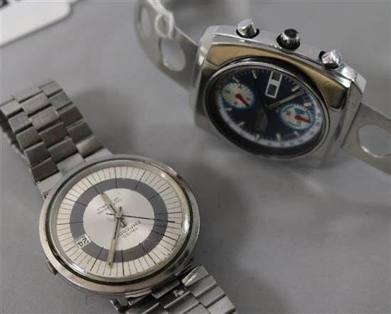 A gentlemans stylish chrome Citizen chronograph automatic wrist watch and an Emperor watch.